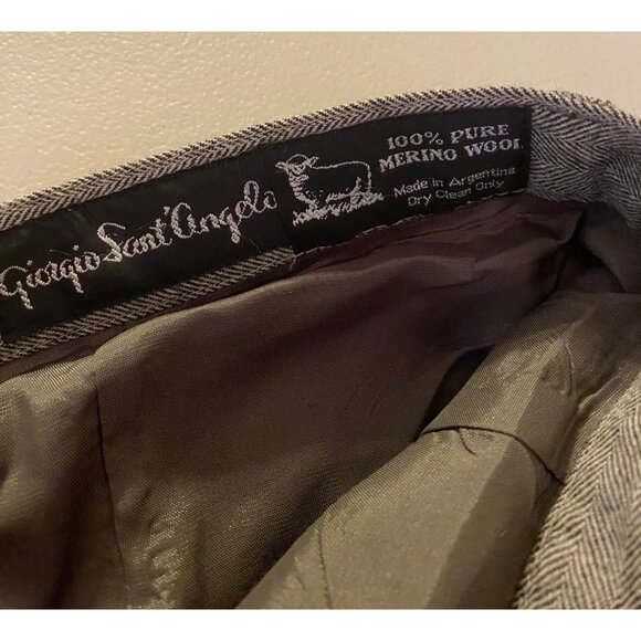 Giorgio Sant Angelo Mens Herringbone Wool Dress Pants Size 34 Gray - Picture 3 of 8